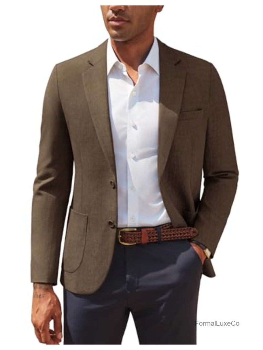 Mens Casual Sport Coat Lightweight Two Button Blazer Notch Lapel Suit Jacket